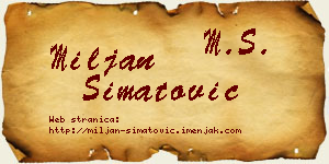 Miljan Simatović vizit kartica